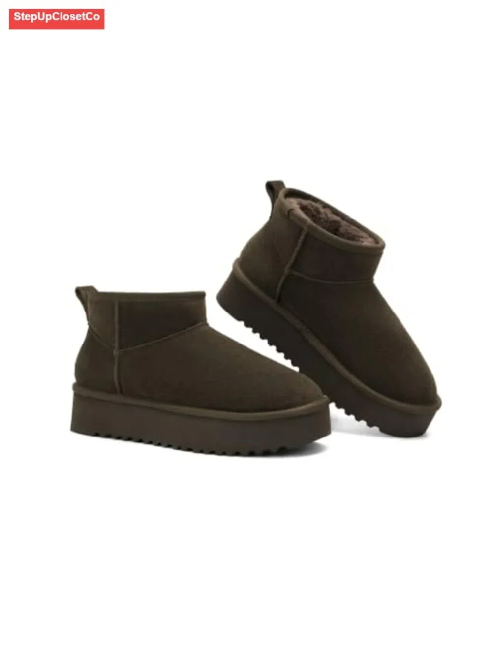 Genuine Suede Fur Trim Winter Snow Boots for Women Faux Fur Lining EVA Outsole